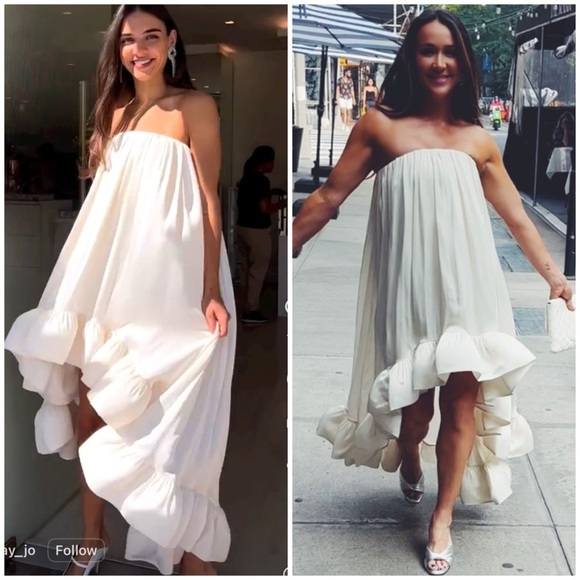 Alexis Alfi Ruffled High Low Dress Gown White SZ L - Picture 11 of 11